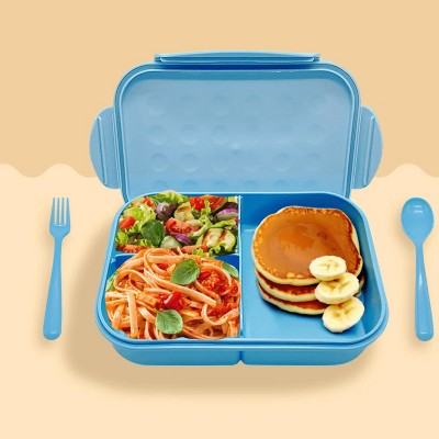 LunaLulinlk Bento Box, Leak-Proof Lunch Box, Durable Portable Lunch Box for Kids, BPA-Free and Food-Safe Material (Blue)