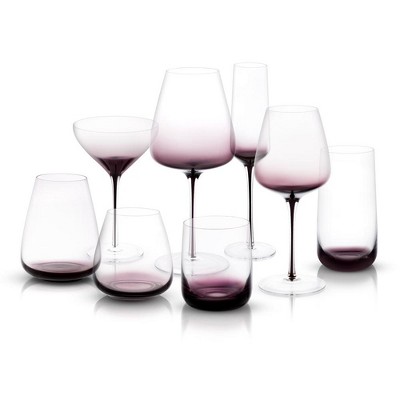 JoyJolt Black Swan Collection-Set of 16 Crystal Glass Wine, Champagne, Martini, DOF, & Highball Set