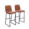 2pcs/set High Bar Stool Chairs With Solid Wood LegsPU Leather Upholstered Barstools 265lbs Max Weighing Capacity For Kitchen Island Bar Livingroom - 2 of 4