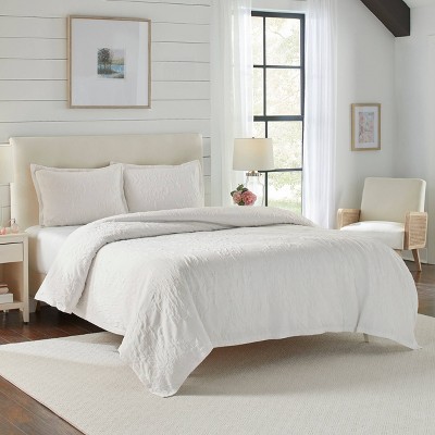 Rowland White Cotton Matelassé Full/Queen Bedspread Cover Set