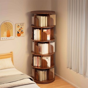Sapphtopaz 360° Rotating Bookcase with Storage, Space Saving Display Round Spinning Bookshelf Shelf Tower for Small Spaces, Office - 1 of 4