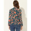 INSPIRE CHIC Women's Vintage Half Placket Long Sleeve Floral Blouse Shirts - 3 of 4
