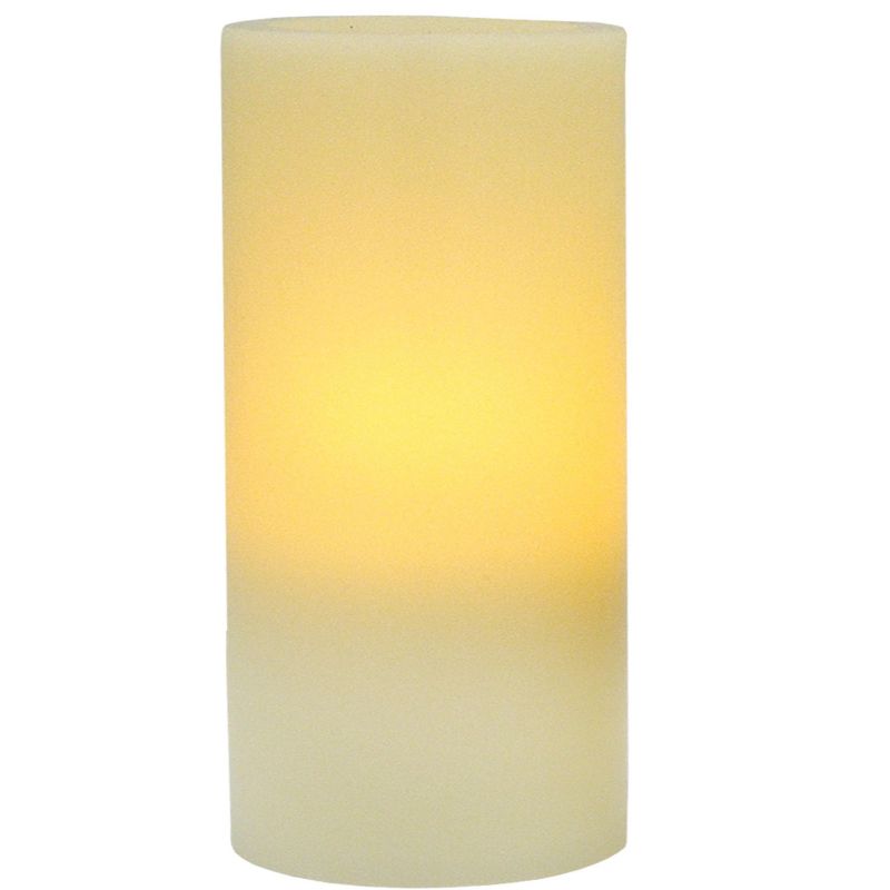 Pacific Accents Flameless 4x8 Ivory Flat Top Wax Pillar Candle, 1 of 3