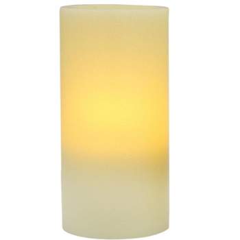 Pacific Accents Flameless 4x8 Ivory Flat Top Wax Pillar Candle