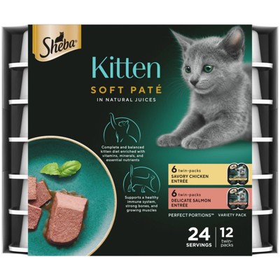 Sheba Kitten Soft Pate Perfect Portions Wet Cat Food with Salmon &#38; Chicken Flavor - 31.7oz/12ct_4