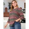 Agnes Orinda Women's Plus Size Comfy Knit 3/4 Sleeve V Neck Stripe Boho Casual Blouse - 3 of 4