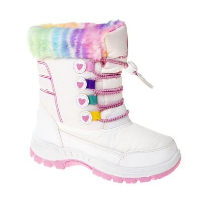 thumbnail image 2 of Bacca Girls Anti-Slip Snow Boots Pink Glitter Warm Faux Fur-Lined Winter Boots 13M 2 of 10