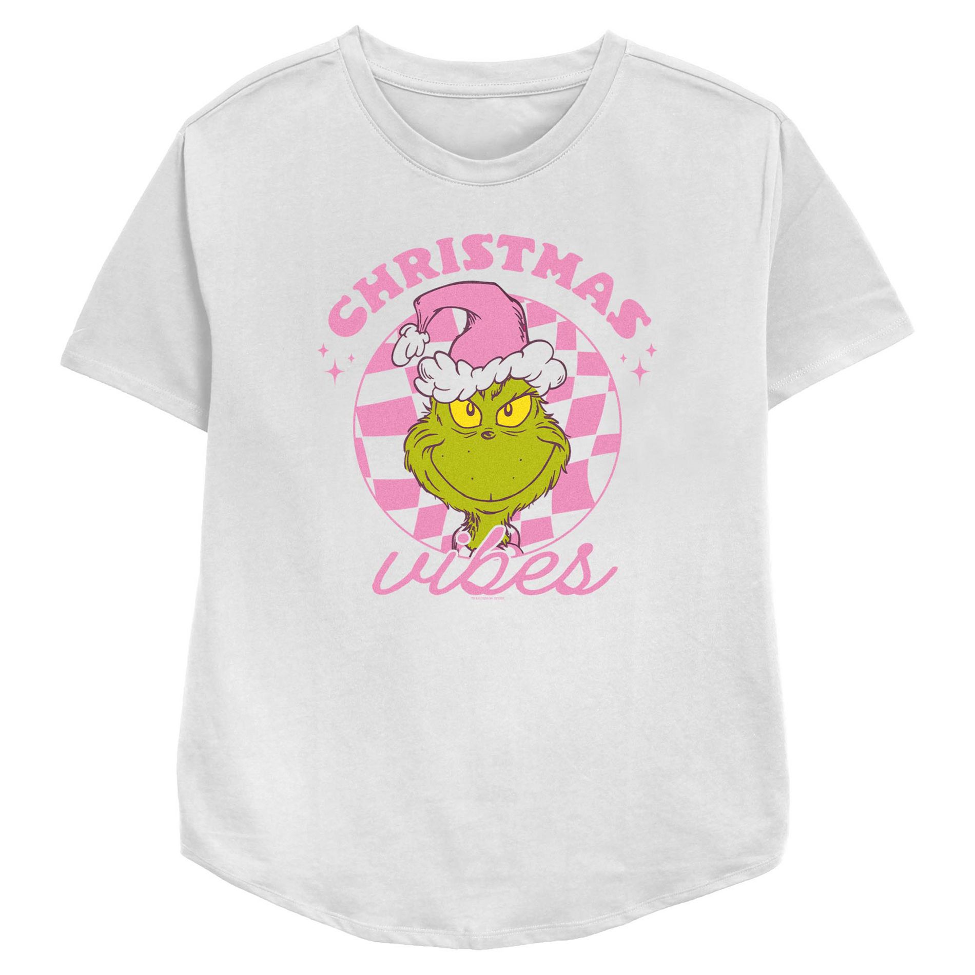Womens The Grinch Checkered Christmas Vibes T Shirt