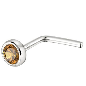 Jewelry Avalanche 22G 14K Gold Bezel-set Citrine L-shape Nose Stud - 1 of 3