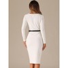 Allegra K Women's Sweater Square Neck Belt Bodycon Stretch Ribbed Long Sleeve Dress - 3 of 4