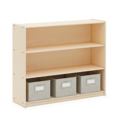 Guidecraft EdQ 3-Shelf Open Storage 36": Children's Wooden Bookshelf, Classroom Furniture with Bins for Kid's Books and Toys