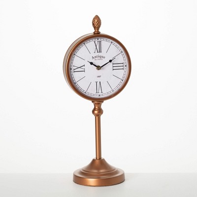 Sullivans 19" Copper Pedestal Desk Clock, Metal