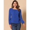 Allegra K Women's Casual Button Decor Long Sleeve Solid Square Neck Blouse - 3 of 4