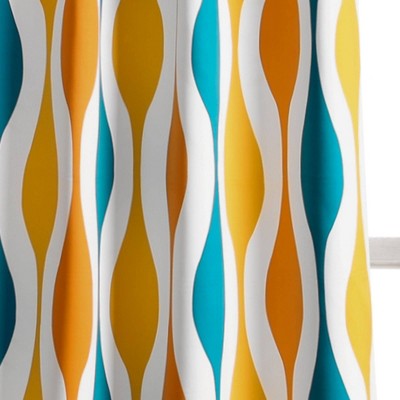 Turquoise and Orange Geometric Blackout Polyester Window Panels