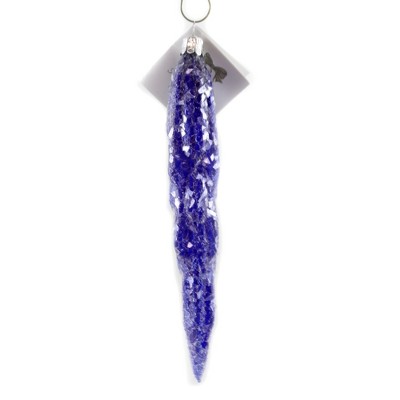 Golden Bell Collection 6.25" Translucent Blue Icicle Czech Republic Frozen Glittered  -  Tree Ornaments