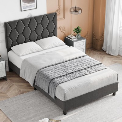 Twin Bed Frame, Twin Size Upholstered Bed Frame, Twin Size Heavy-Duty Platform Bed Frame