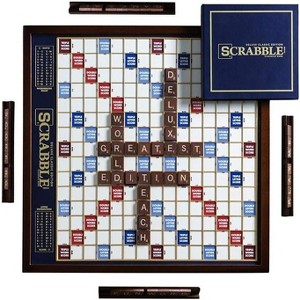 WS Game Company Scrabble Deluxe Edition Board Game with Rotating Wooden Game Board - 1 of 4