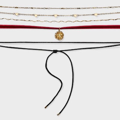 Heart Drop Velvet Ribbon Choker Necklace