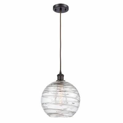 Athens Deco Swirl - 1 Light Cord Hung Mini Pendant In Industrial Style-13 Inches Tall and 10 Inches Wide