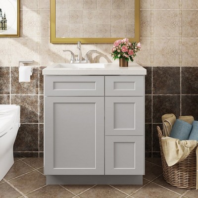 LOVMOR in Plywood Bath Vanity Cabinet with 3 Drawers without Top for Kitchen, Bathroom, Living Room