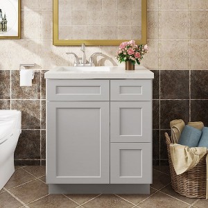 LOVMOR in Plywood Bath Vanity Cabinet with 3 Drawers without Top for Kitchen, Bathroom, Living Room - 1 of 4