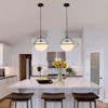 PAKOKULA 60-Watt 1-Light Black Modern Globe Shaped Hanging Pendant Light with Milky Frosted Glass Shade - 2 of 4
