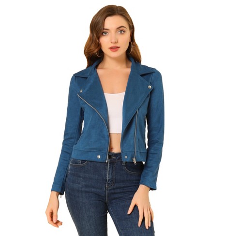 Navy faux suede biker jacket best sale