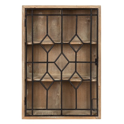 Megara Decorative Wooden Wall Hanging Curio Cabinet Rustic Brown - Kate & Laurel All Things Decor