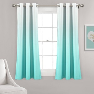 Set of 2 (63"x38") Mia Ombre Insulated Grommet Blackout Window Curtain Panels - Lush Décor - 1 of 4