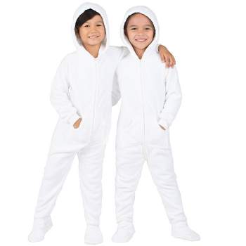 Footed Pajamas - Family Matching - Arctic White Hoodie Fleece Onesie For Boys, Girls, Men and Women | Unisex
