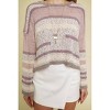 Women's Multicolor Stripe Pullover Crop Sweater - mystree - 3 of 4