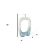 HomeRoots 14" Aqua And White Ombre Ceramic Table Vase - 3 of 4