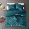 Gulches Twin Twin XL Teal Velvet 3 Piece Duvet Cover Set - 2 of 4