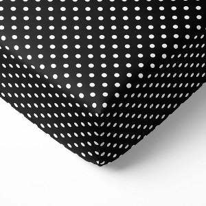 Bacati - Black Pin Dots 100 percent Cotton Universal Baby US Standard Crib or Toddler Bed Fitted Sheet - 1 of 4