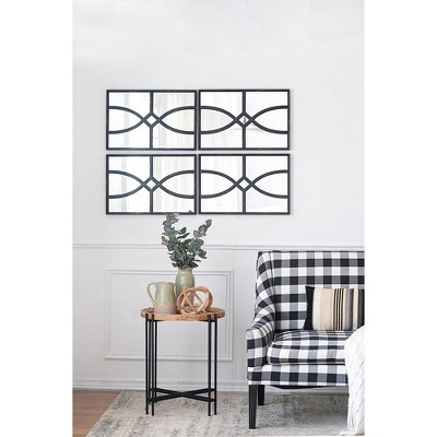 2pcs Wall Mirror, Rectangular Mirror With Wood Frame, Reflection Function, Retro Vertical Or Horizontal Wall Mirrors