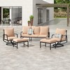 Syemin Patio Seating Set 5-Piece with Swivel Rocking Chair, Ottoman and Thick Cushion for Deck, Backyard and Garden, Beige, 23.2" * 26.8" * 34.2" - 3 of 4