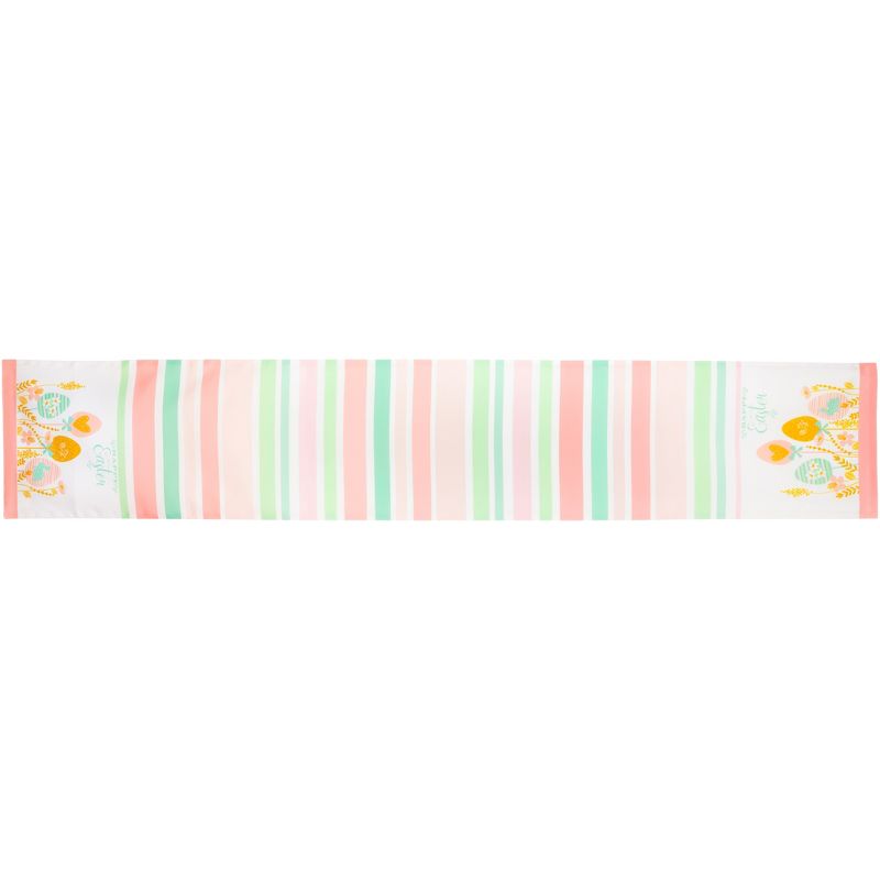 Northlight 72" Pastel "Happy Easter" Striped Table Runner, 1 of 6