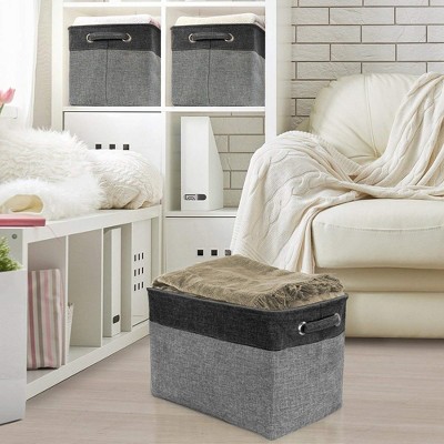 Sorbus Large Black and Gray Fabric Collapsible Storage Bins with Handles