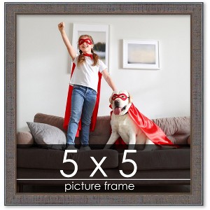PosterPalooza | Square Textured Grey Picture Frame - UV Acrylic, Foam Board Backing, Hanging Hardware - 1 of 4