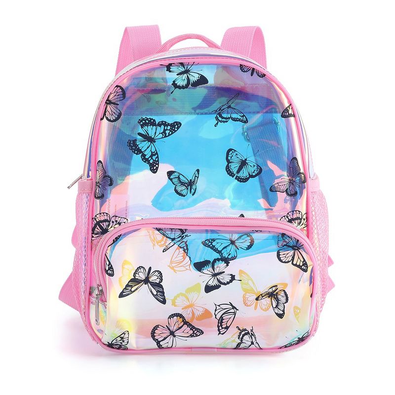 Butterfly Print Backpack Clear Backpack Heavy Duty Stadium Transparent School Book Bag Pvc Mesh Bag Cute Girls Bookbags, 1 of 7