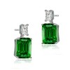 Elegant White Gold Plated Rectangle Stud Earrings Adorned with Vibrant Colored Cubic Zirconia for a Bold and Refined Look - 3 of 3