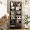 Narrow 6-Tier Bookshelf - Tall Skinny Rustic Bookcase, Metal Frame Corner Shelf for Small Spaces, Bedroom & Living Room - Industrial Style - 3 of 4