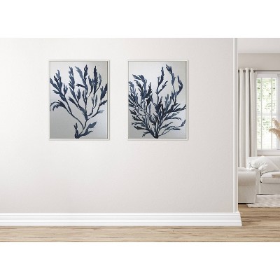 White Framed Blue Ocean Coastal Canvas Wall Art, 28" x 38"