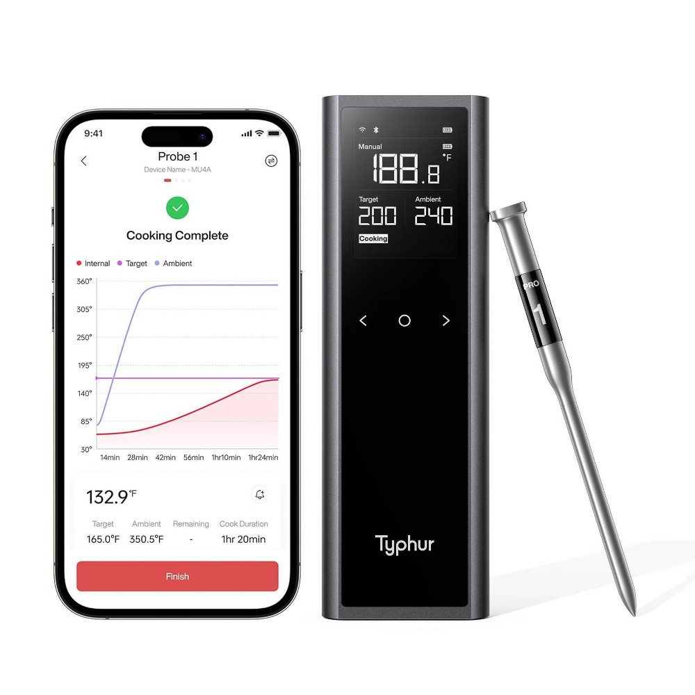 Photos - Cooking Probe & Thermometer Typhur Sync One Pro Smart Wireless Meat Thermometer 3000 FT Sub-1G Enhanced Signal, WiFi Unlimited Range, 6 Sensor Probe for