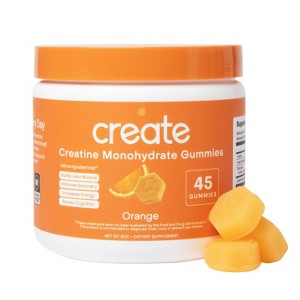 Create Wellness Creatine Monohydrate Sports Nutrition Supplements Gummies - Orange - 8oz/45ct - 1 of 4