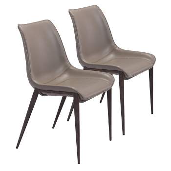 Set of 2 Encanto Dining Chairs Gray/Walnut - ZM Home