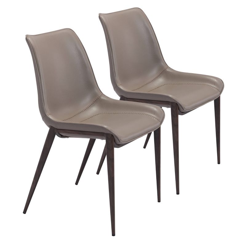 Set of 2 Encanto Dining Chairs Gray/Walnut - ZM Home, 1 of 10