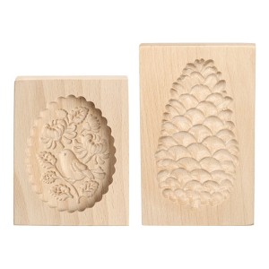 Unique Bargains Wooden Biscuit Press Carved Baking Tool Cookie Mould 2 Pcs - 1 of 4