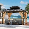 10x10ft Hardtop Gazebo, Hardtop Double Roof Cazebos with Netting and Curtains, Outdoor Gazebo Galvanized Iron Aluminum Frame Garden Tent for Patio - 2 of 4