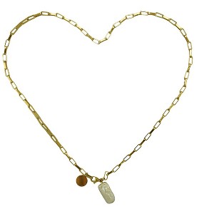 Slate by Rebl Dangle Pearl Paperclip Chain Necklace  18K Gold Plated Stainless Steel - 1 of 1